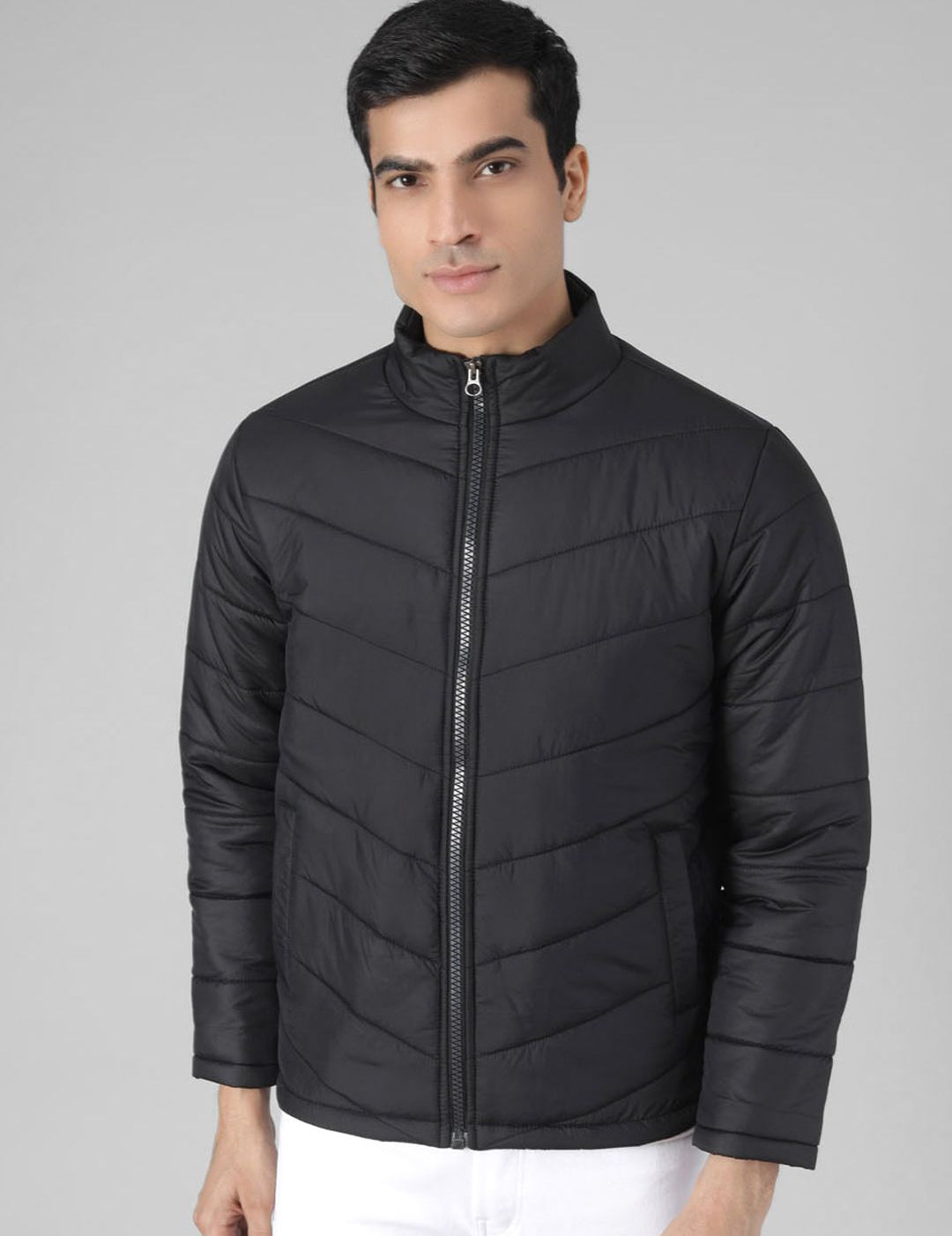 Kotty Men Black Solid Puffer Jacket