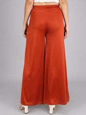 Kotty Women Maroon Flared High-Rise Parallel Trousers