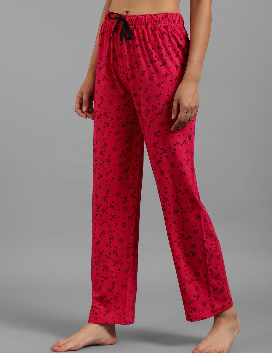 Kotty Women Pink & Black Floral Print Lounge Pants