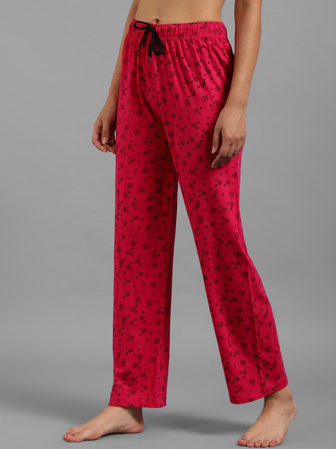 Kotty Women Pink & Black Floral Print Lounge Pants