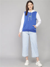 Kotty Women Multicoloured Colourblocked Fleece Hooded Sweatshirt