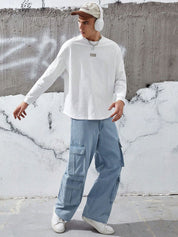 Kotty Men Relaxed Fit Low-Rise Stretchable Cargo Jeans