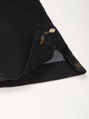 Kotty Women Black Solid Cotton High-Rise Crop Flared Jeans