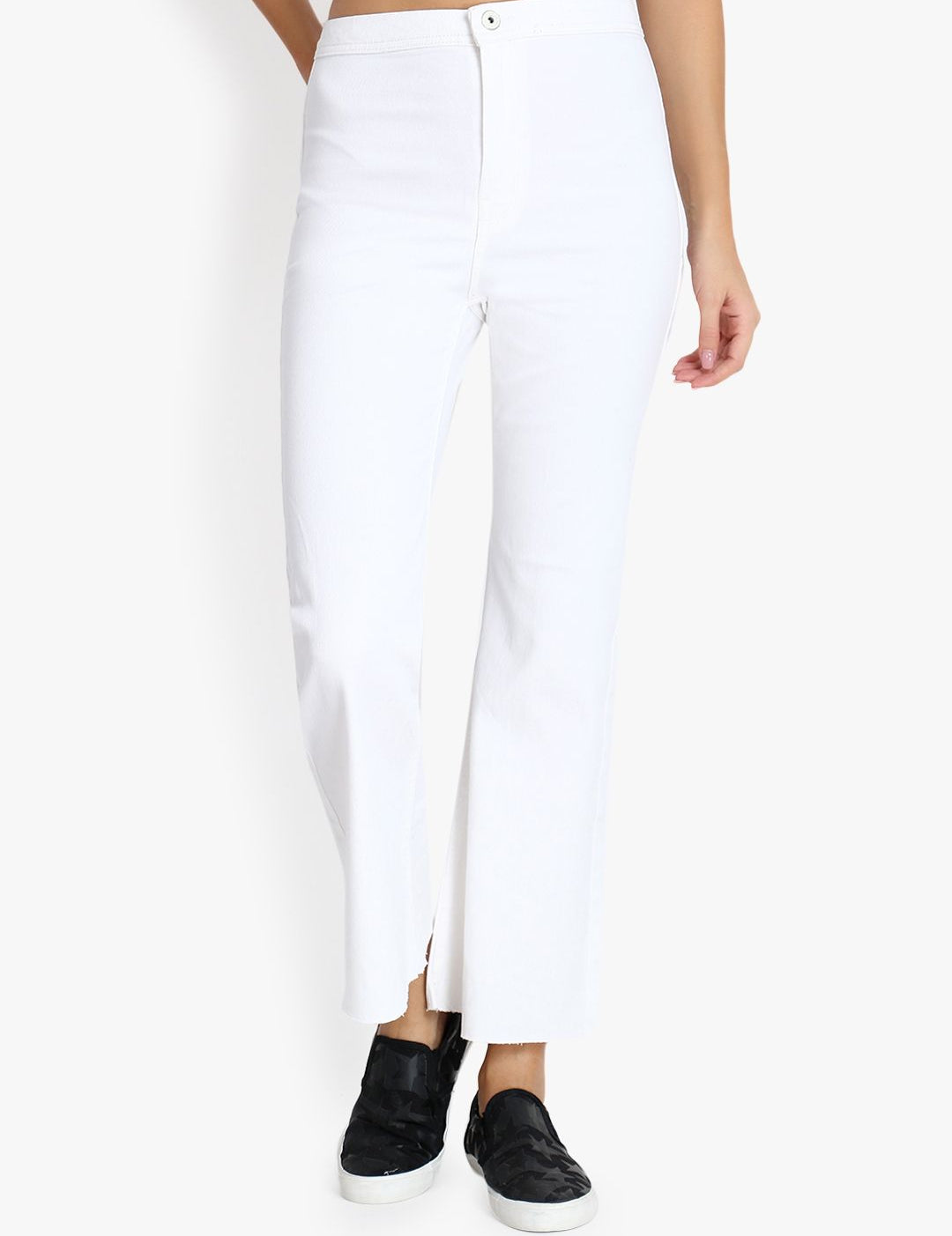 Kotty Women White Flared High-Rise Clean Look Stretchable Jeans