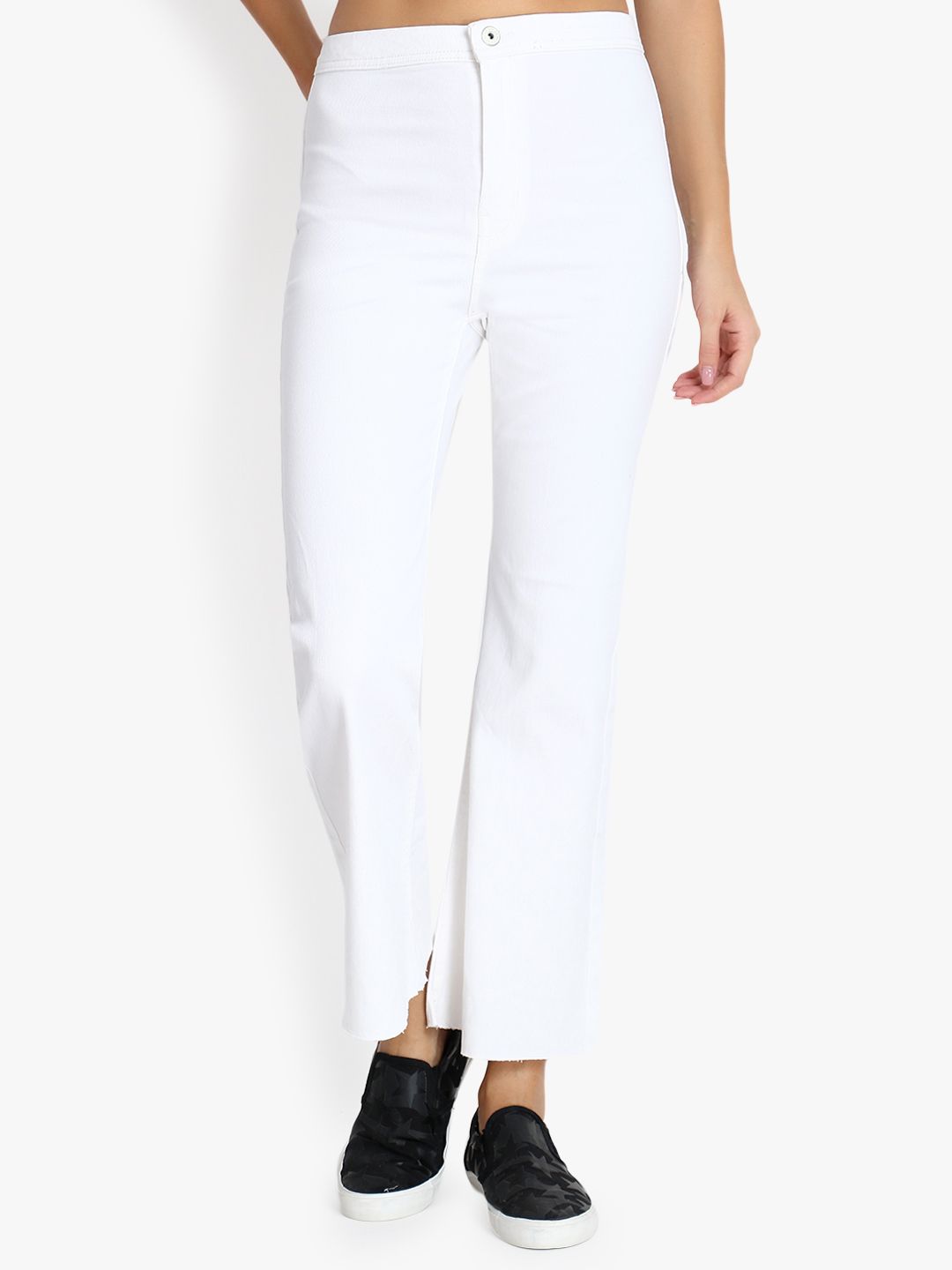 Kotty Women White Flared High-Rise Clean Look Stretchable Jeans