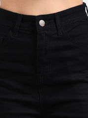 Kotty Women Black Wide Leg High-Rise Clean Look Jeans