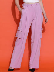 Kotty Women Relaxed Straight Fit High-Rise Easy Wash Cargos