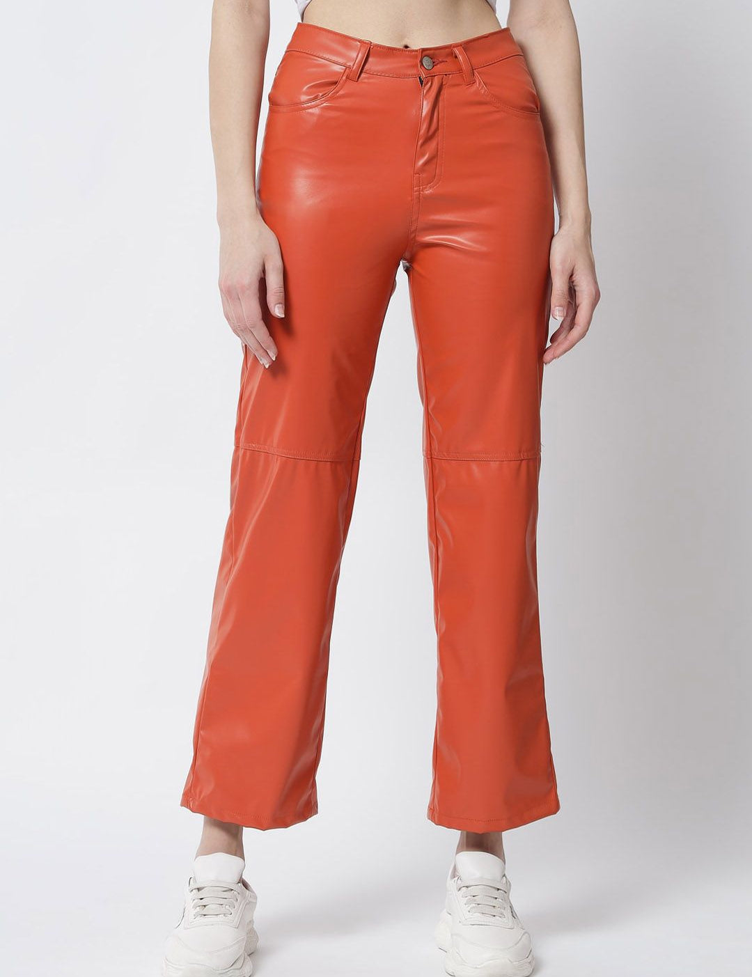 Kotty Women Orange Relaxed Fit Mid-Rise Regular Trousers