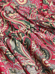 Kotty Ethnic Motifs Printed V-Neck Gathered or Pleated Crepe Wrap Dress