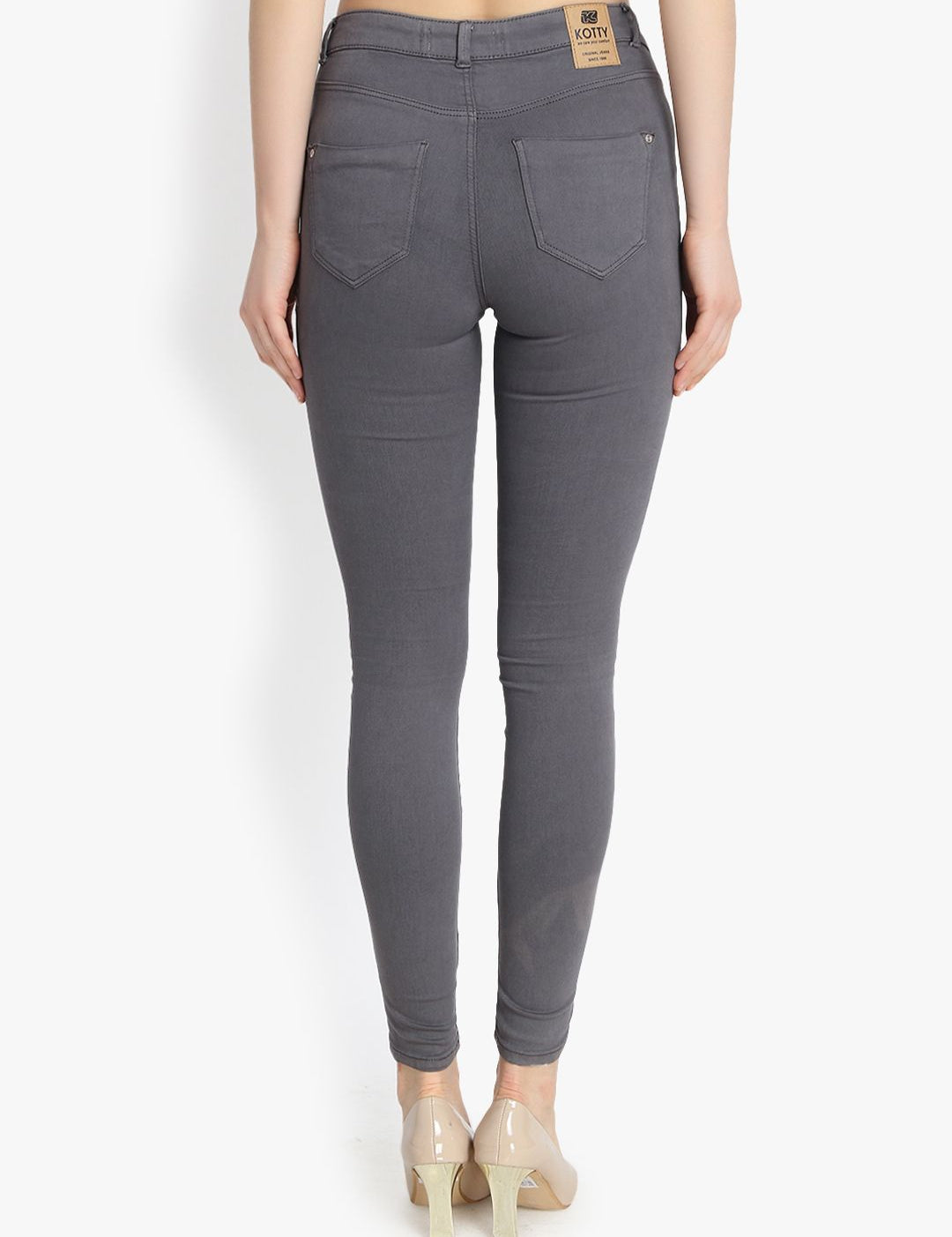 Kotty Women Grey Skinny Fit High-Rise Clean Look Stretchable Jeans