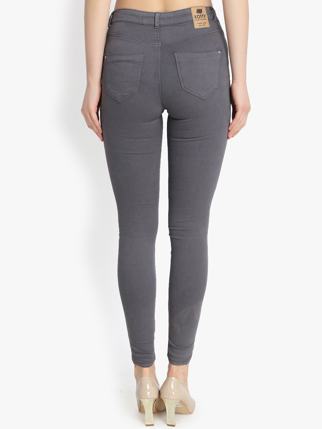 Kotty Women Grey Skinny Fit High-Rise Clean Look Stretchable Jeans