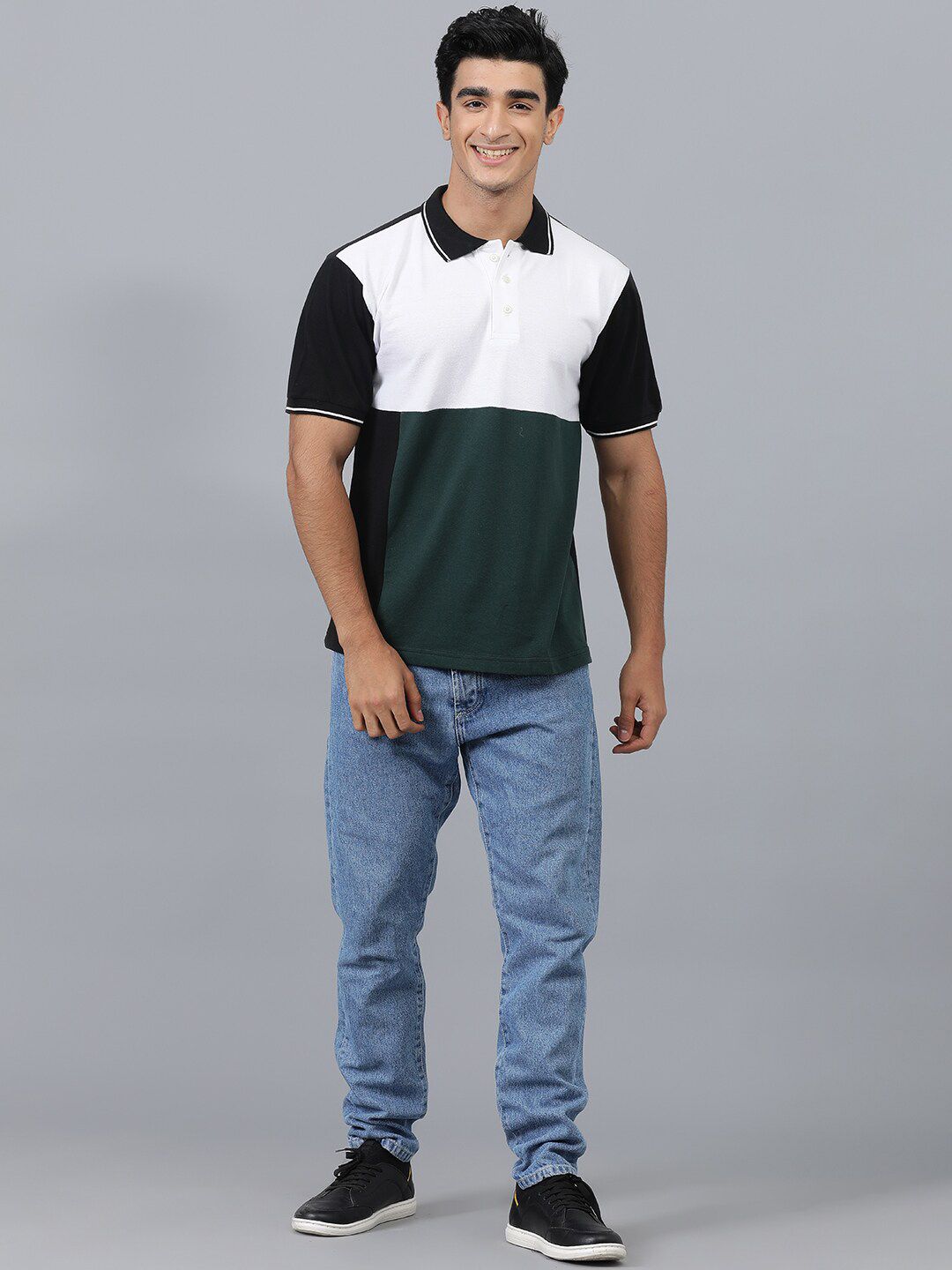 Kotty Colourblocked Polo Collar Cotton T-shirt