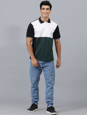 Kotty Colourblocked Polo Collar Cotton T-shirt