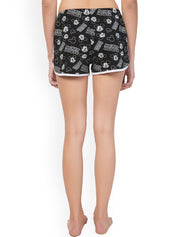 Kotty Women Black & White Printed Lounge Shorts