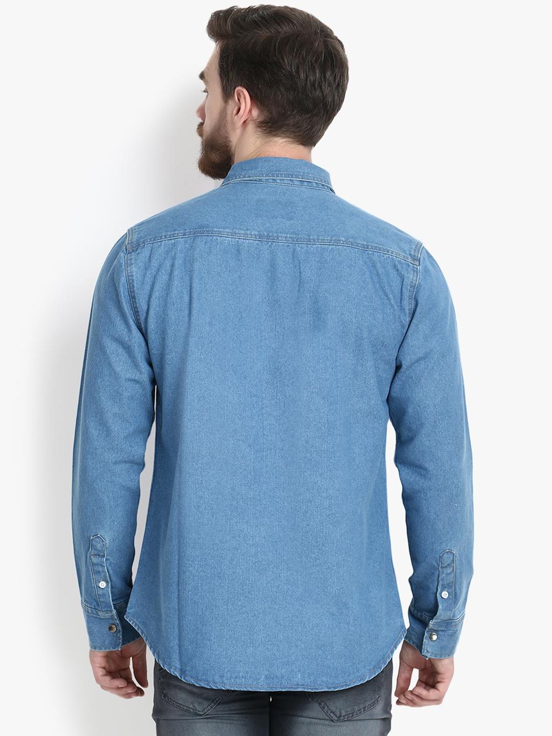 Kotty Men Blue Solid Lightweight Denim Jacket