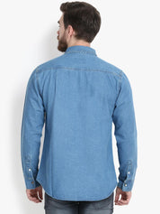 Kotty Men Blue Solid Lightweight Denim Jacket