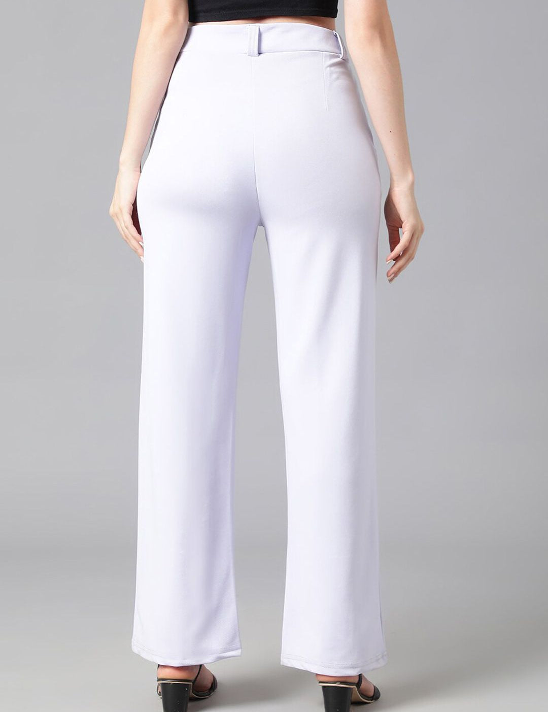 KOTTY BIZwear Women Purple Relaxed Straight Leg Straight Fit High-Rise Easy Wash Parallel Trousers