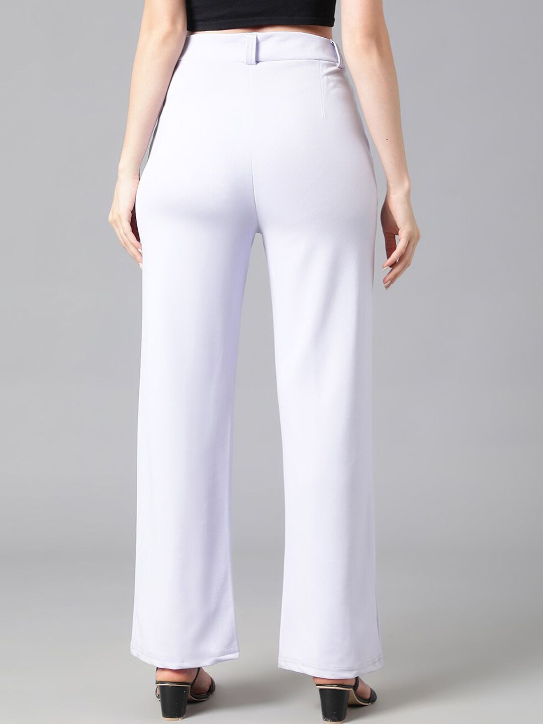 KOTTY BIZwear Women Purple Relaxed Straight Leg Straight Fit High-Rise Easy Wash Parallel Trousers