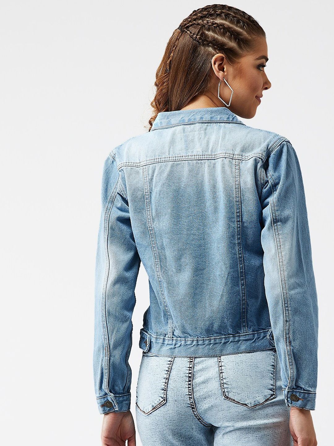 Kotty Women Blue Solid Denim Jacket