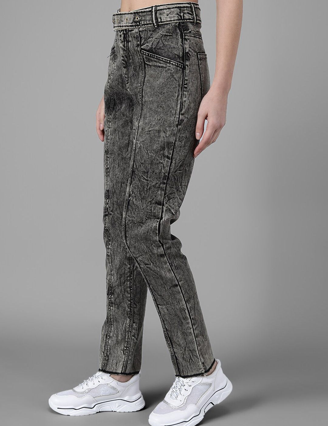 Kotty Women Charcoal Grey Slim Fit High-Rise Clean Look Jeans