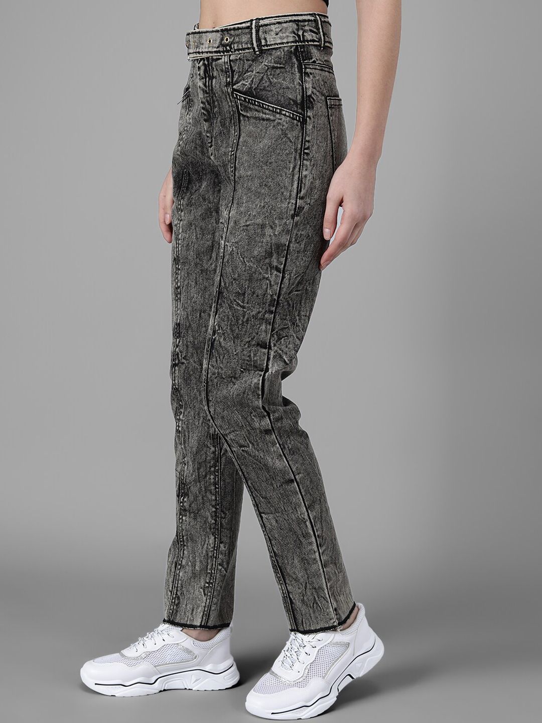 Kotty Women Charcoal Grey Slim Fit High-Rise Clean Look Jeans