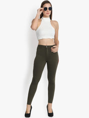 Kotty Women Olive Green Skinny Fit High-Rise Clean Look Jeans