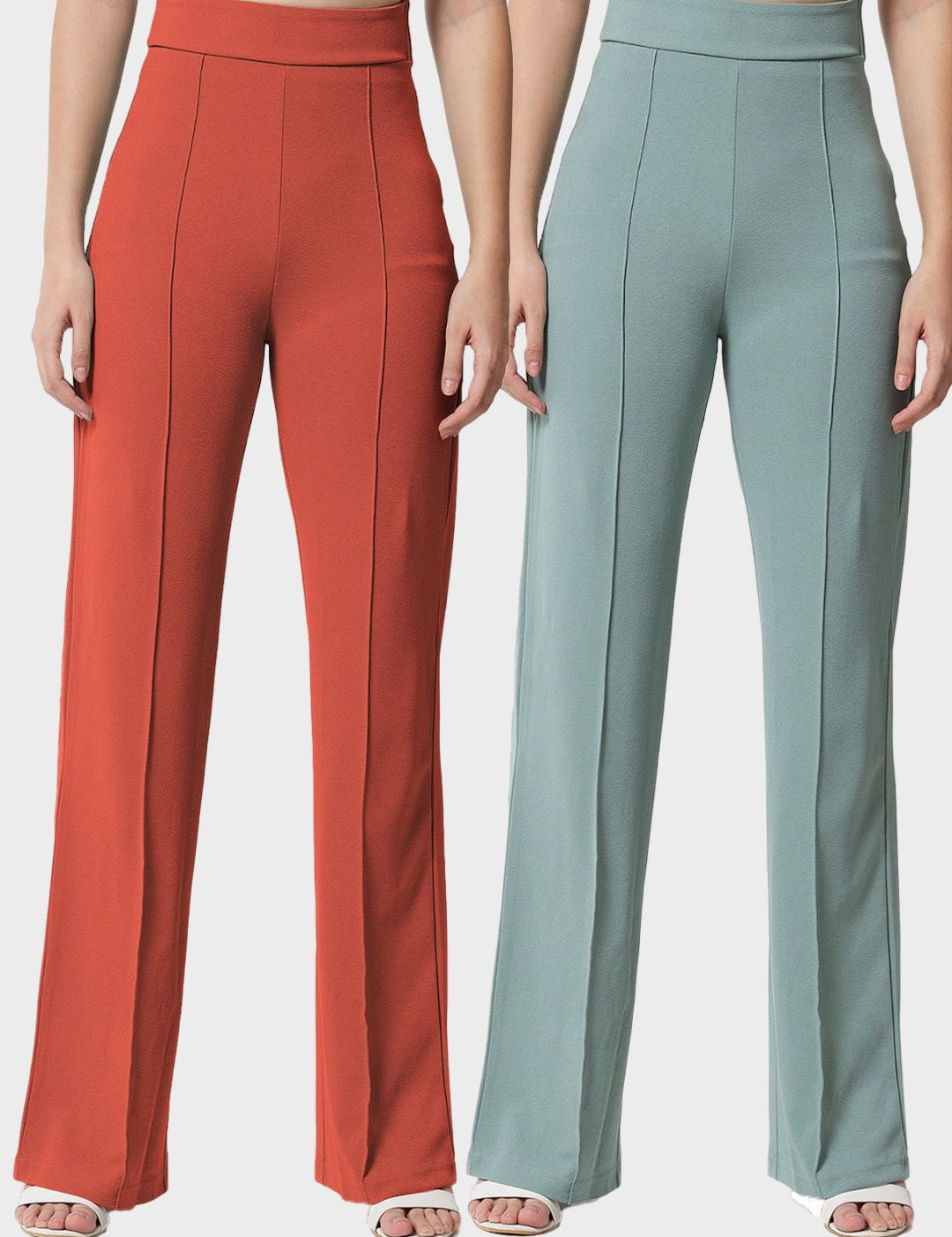 Kotty Women Pack Of 2 Relaxed Straight Leg Easy Wash Straight Fit Parallel Trousers