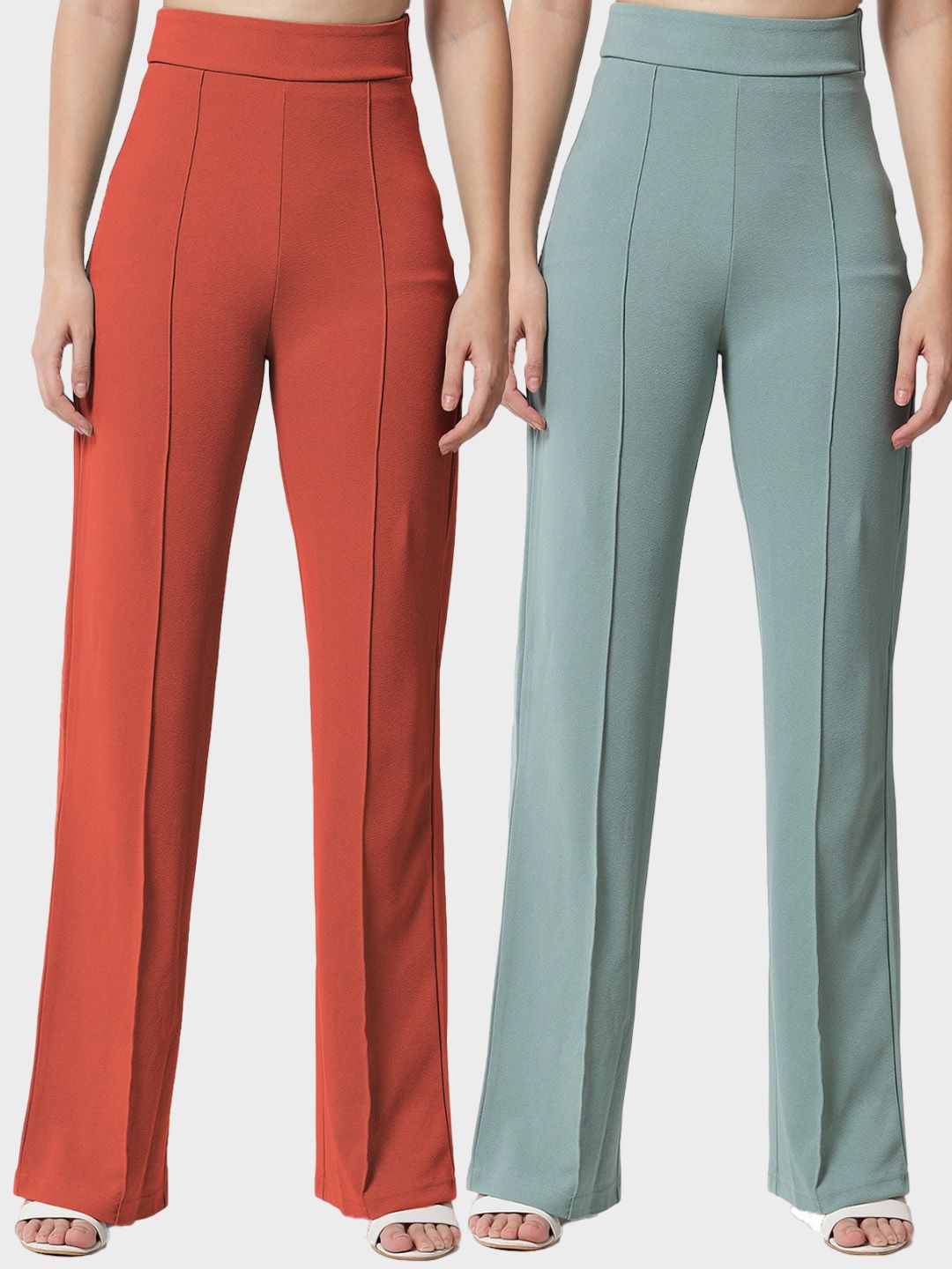 Kotty Women Pack Of 2 Relaxed Straight Leg Easy Wash Straight Fit Parallel Trousers