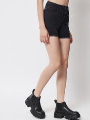 Kotty Women Black High-Rise  Denim Shorts