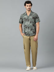 Kotty Men Cuban Collar Abstract Printed Casual Shirt