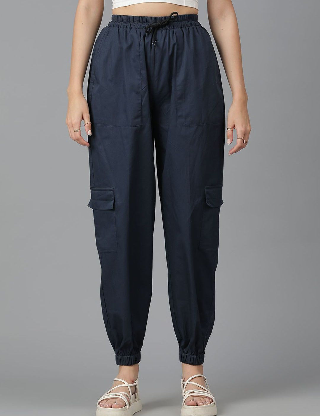 Kotty Women Blue High-Rise Easy Wash Joggers 