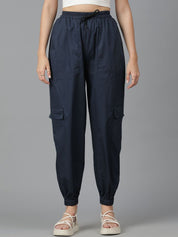 Kotty Women Blue High-Rise Easy Wash Joggers 