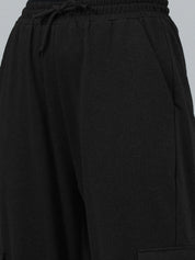 Kotty Women Black Relaxed Fit Mid-Rise Cotton Joggers