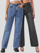 Kotty Women Pack Of 2 Jean Straight Fit High-Rise Light Fade Stretchable Jeans