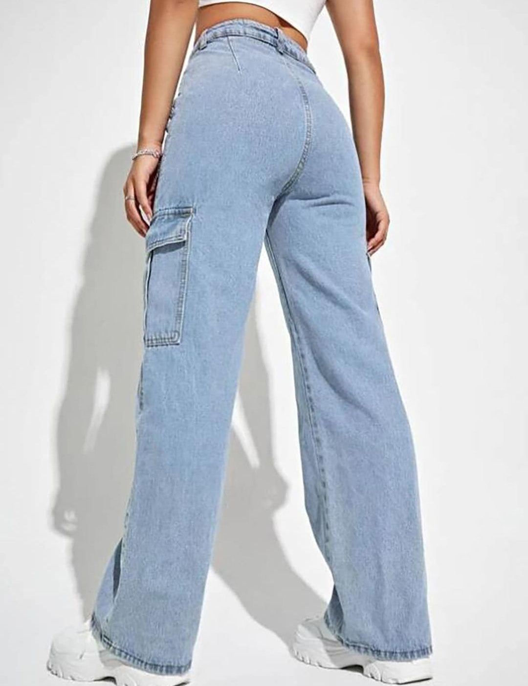 Kotty Women Jean Straight Fit High-Rise Stretchable Cargo Jeans