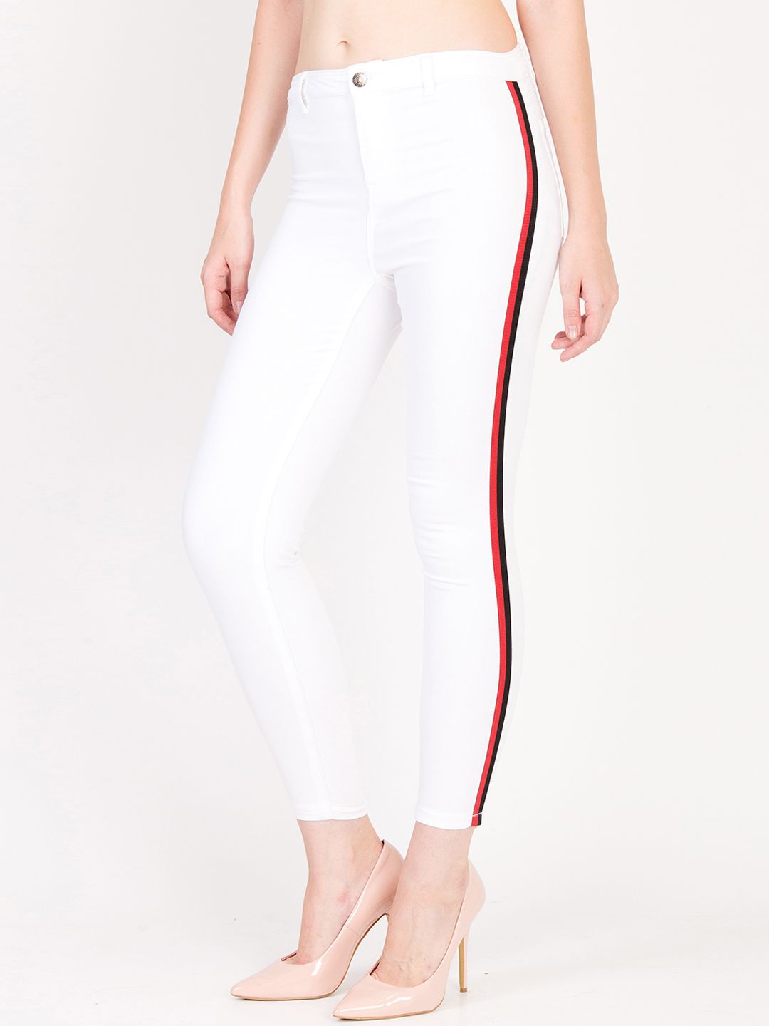 Kotty Women White Skinny Fit High-Rise Clean Look Jeans