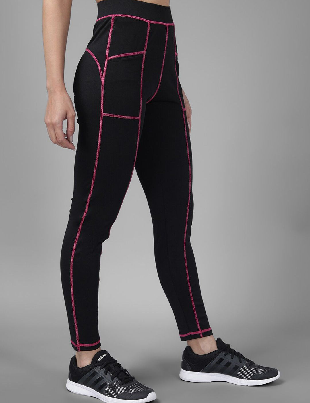 Kotty Women Black & Pink Patterned Tights