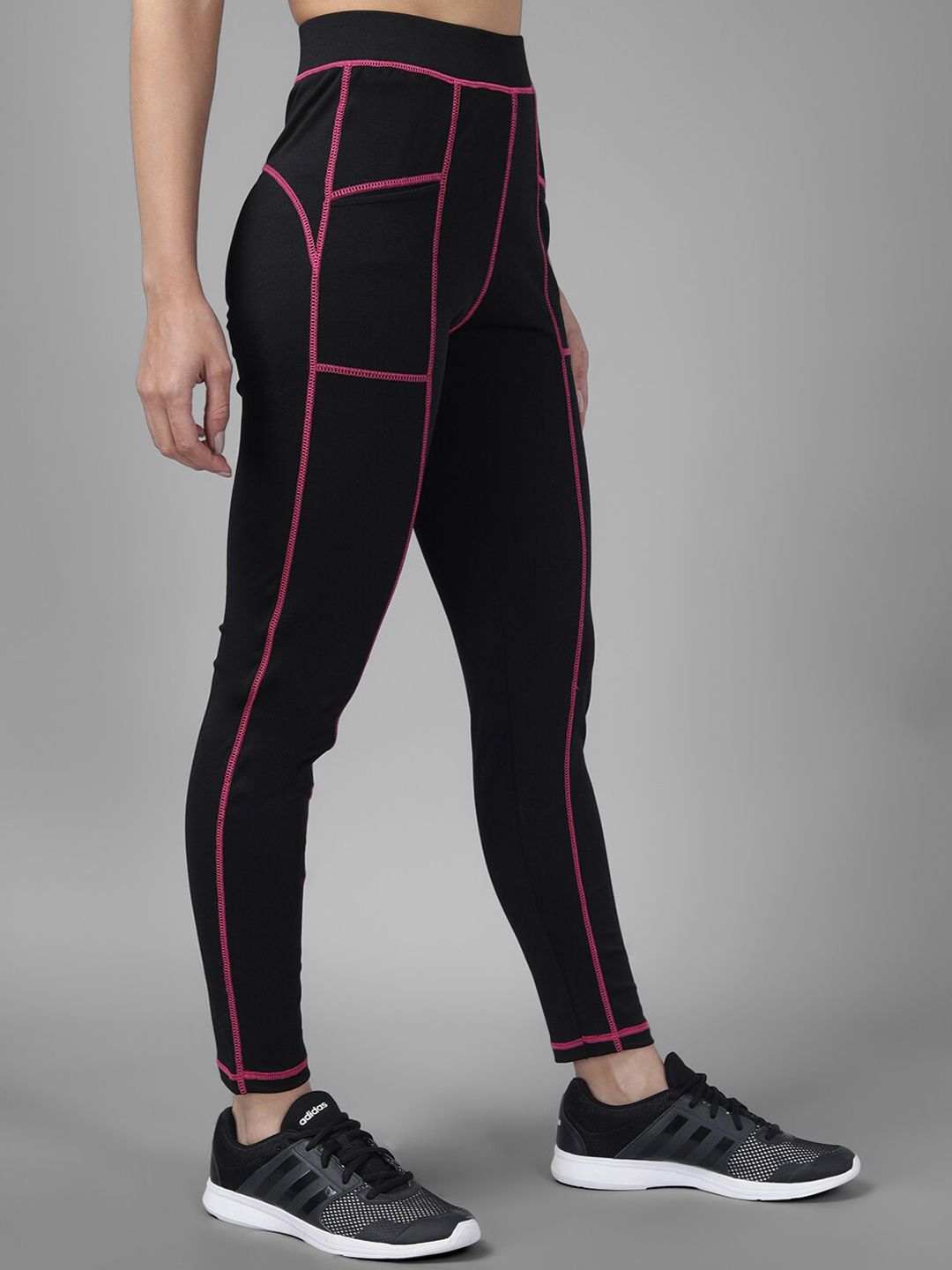 Kotty Women Black & Pink Patterned Tights