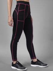 Kotty Women Black & Pink Patterned Tights