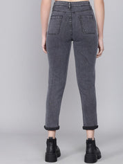 Kotty Women Grey Skinny Fit High-Rise Slash Knee Jeans