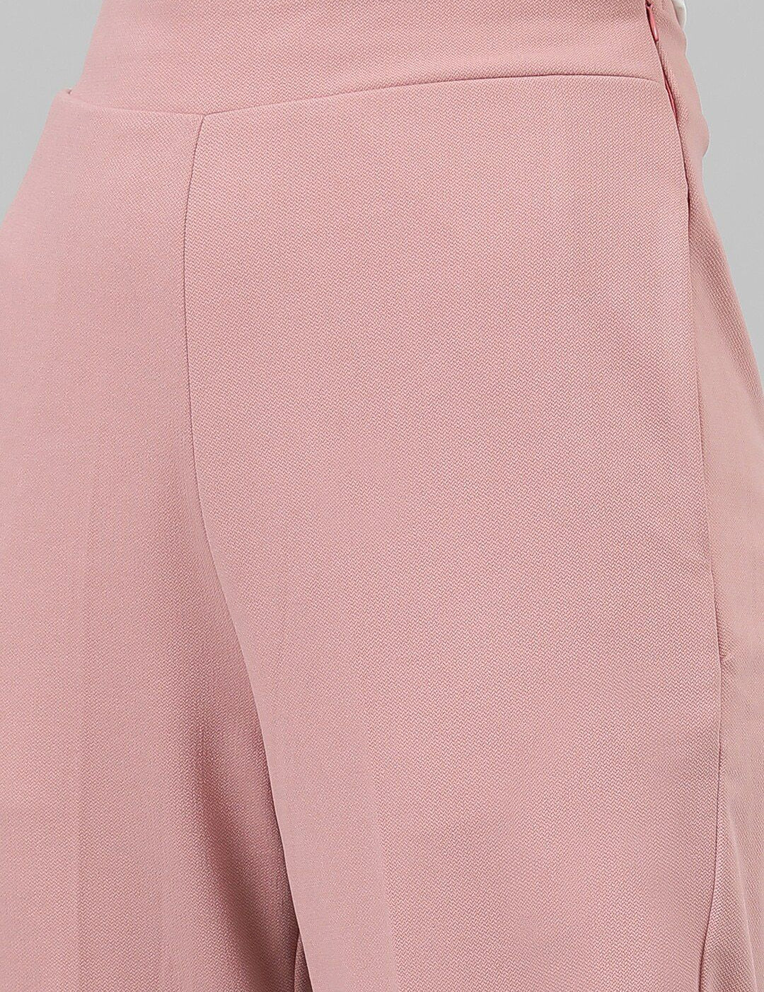Kotty Pink Collarless Long Sleeves Blazer With Trousers