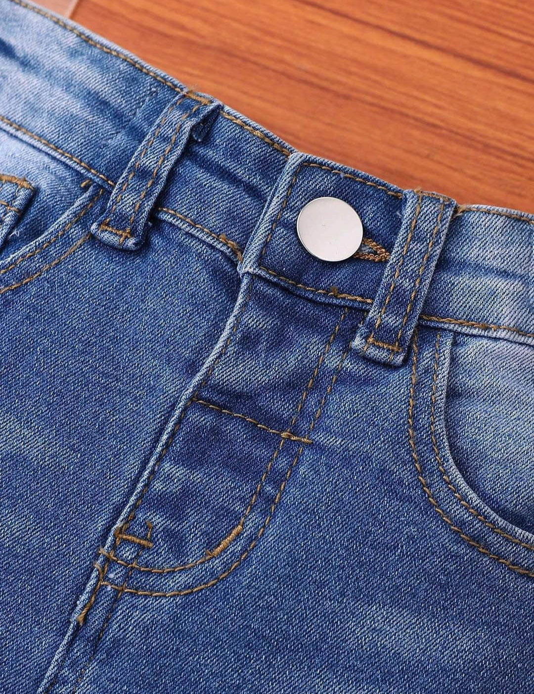 Kotty Girls Blue Jean Regular Fit Light Fade Stretchable Jeans