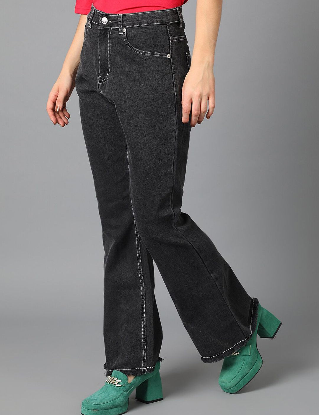 Kotty Women Jean Bootcut High-Rise Cotton Stretchable Jeans