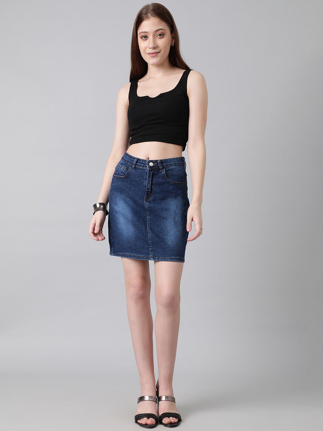 Kotty Denim Straight Skirt