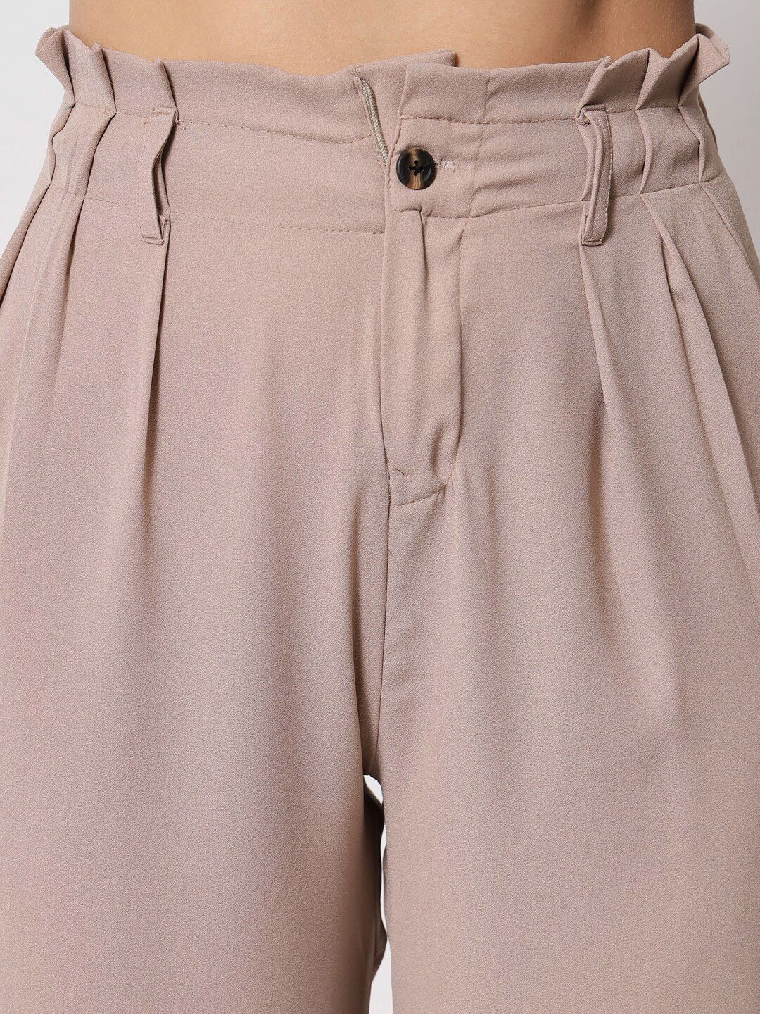 Kotty Women Relaxed Flared High-Rise Easy Wash Pleated Trousers