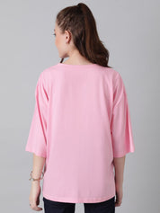 KOTTY Basics Pink Round Neck Oversized T-shirt