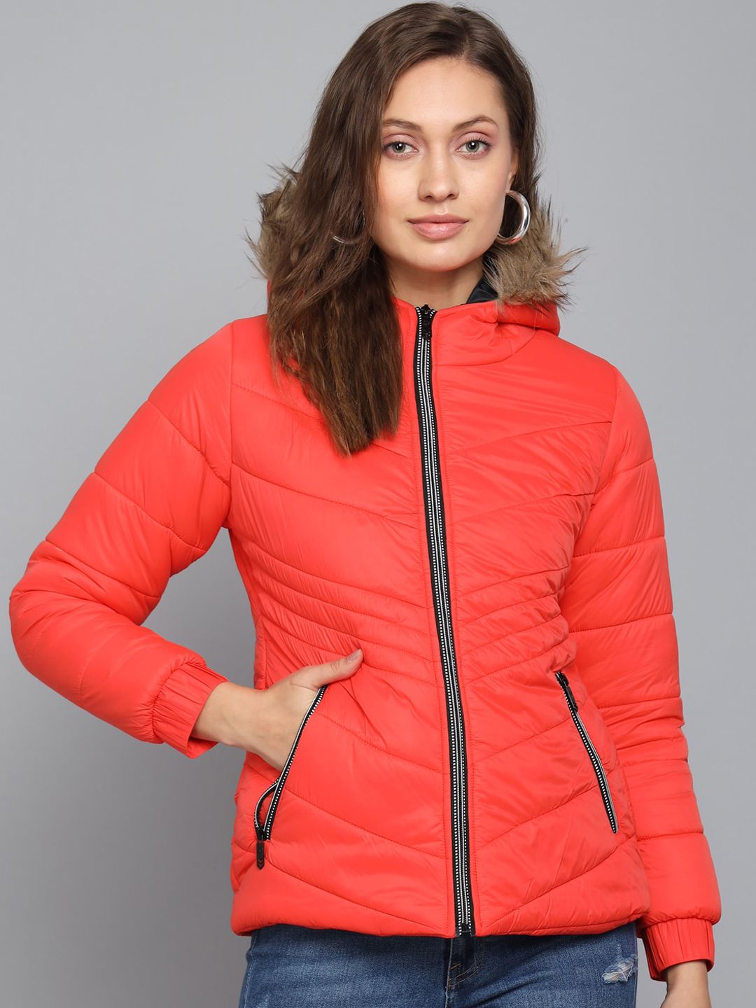 Kotty Women Orange Outdoor Puffer Jacket