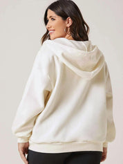 Kotty Plus Size Hooded Fleece Front-Open Sweatshirt
