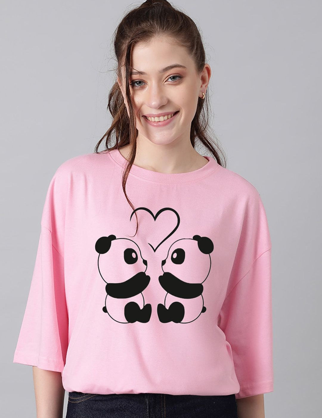 Kotty Graphic Printed Round Neck Drop-Shoulder Sleeves Oversized Fit Cotton T-Shirt