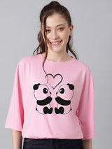 Kotty Graphic Printed Round Neck Drop-Shoulder Sleeves Oversized Fit Cotton T-Shirt